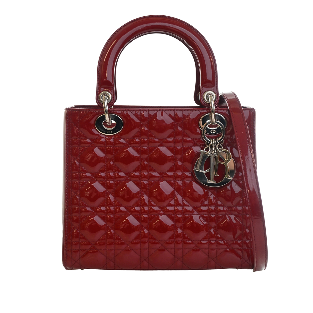 Pre-Loved Dior Medium Patent Cannage Lady Dior